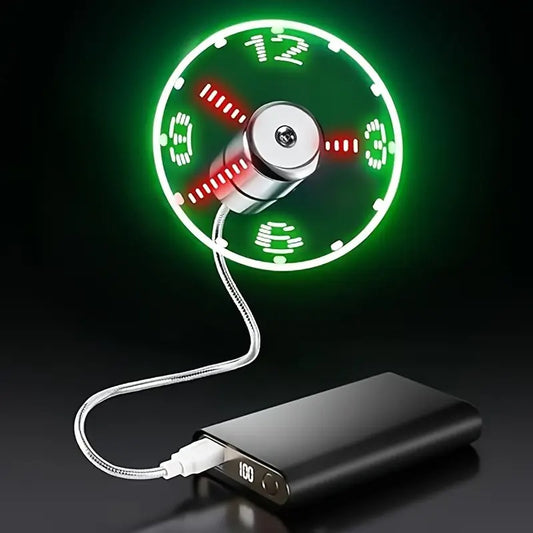 Portable USB LED Clock Fan